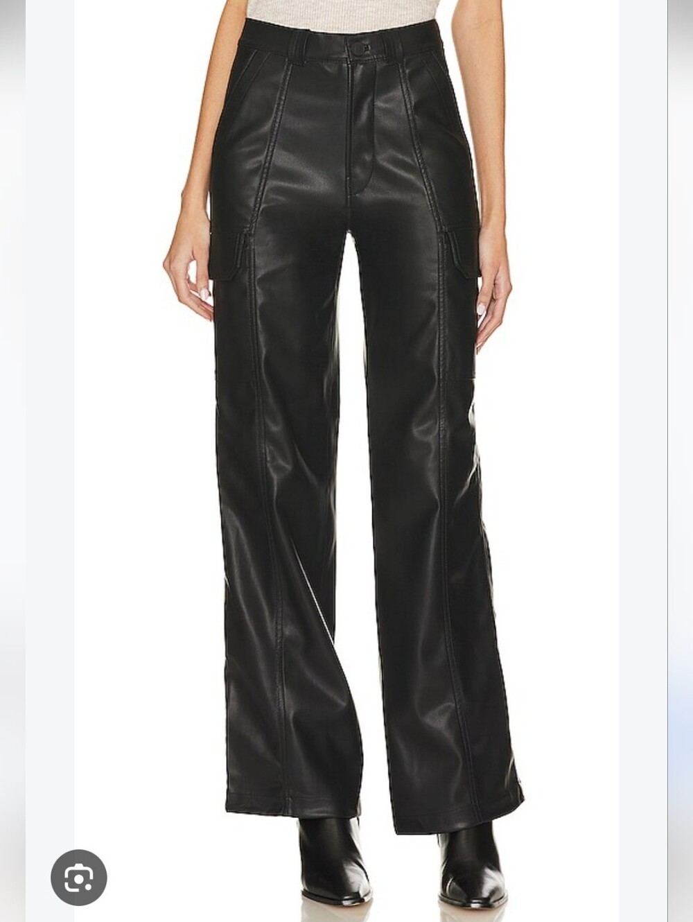 Hudson Heidi Black Faux Leather Wide Leg Pants Size 25